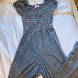 Gray smocked girls romper